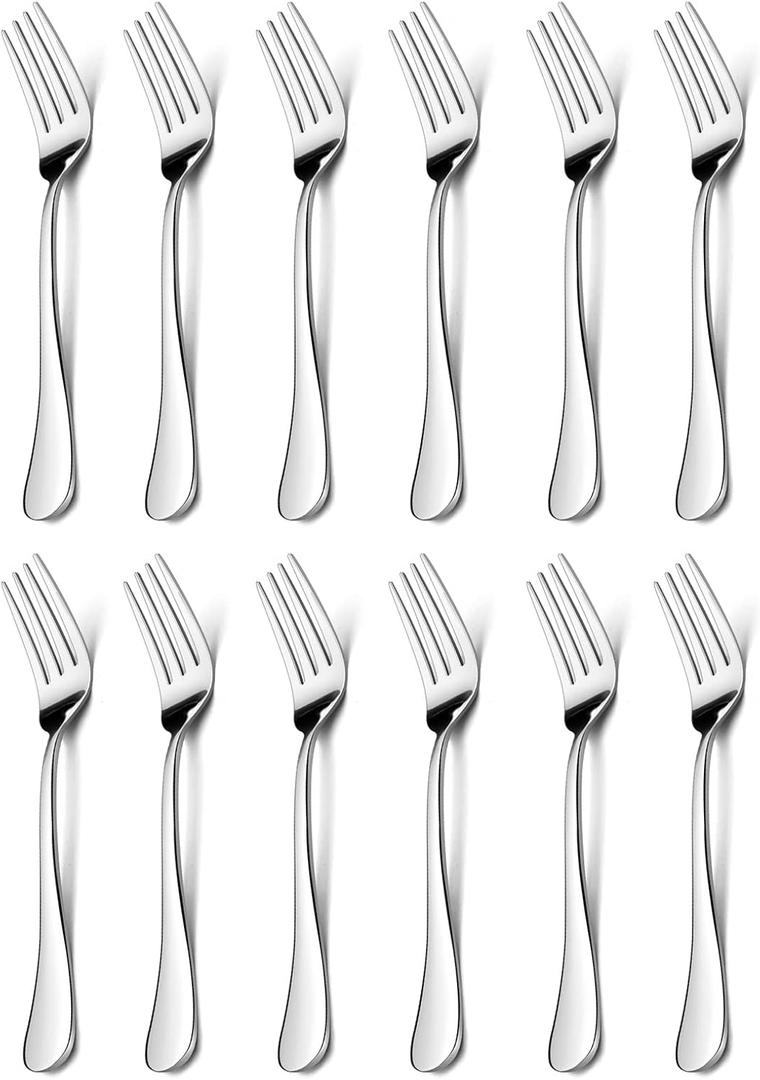 12-Pieces Salad Forks, HaWare Stainless Steel 6.7 Inches Small Dessert Forks, Classic Elegant Design, Mirror Polished, Dishwasher Safe