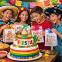 Gersoniel 24 Pack Cinco De Mayo Clear Gift Bags with Handles Reusable Plastic Mexican Party Gift Bags with Ribbons Fiesta Goodie PVC Pouches for Birthday Holiday Party Supplies, 7 x 10 x 3.15 Inch