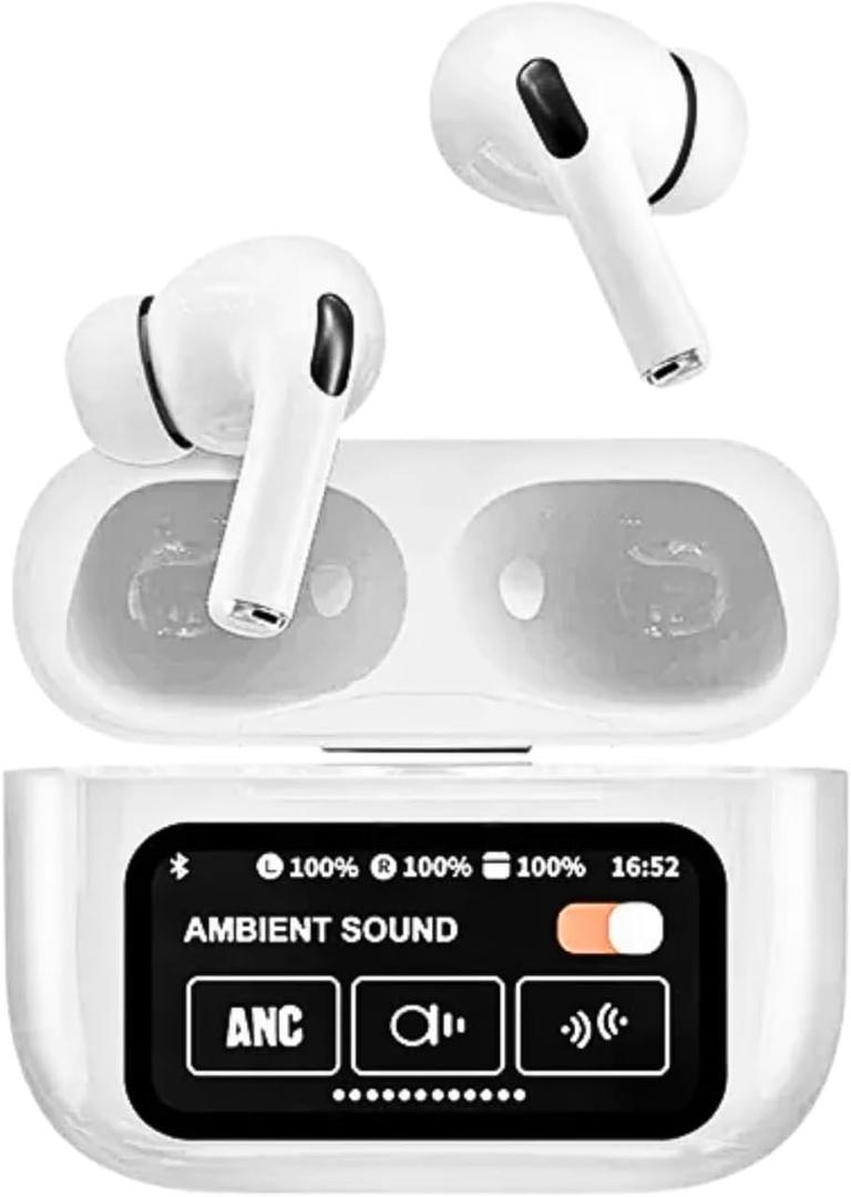 CPHUSA Earbuds Wireless Bluetooth A9 Pro Noise Cancelling Bluetooth Earbuds for Running 13-in-1 Wireless LED Display, Mic, USB Charging  Music, Gaming & Calls  Works with iPhone & Android (White)