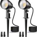 MEIKEE 7W 800LM Low Voltage Landscape Lighting, 12V 24V 2700K Warm White LED Landscape Lights IP66 Waterproof Outdoor Spot Lights for Garden Pathway Wall Tree Fence 2-Pack