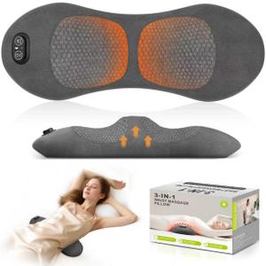 Smooth Triple Fusion Back Massager, with Heat, Vibration & Lumbar Traction - Deep Tissue Lumbar Pillow for Lower Back Pain Relief, Relaxation for Home, Office - Corded Electric Dark Gray