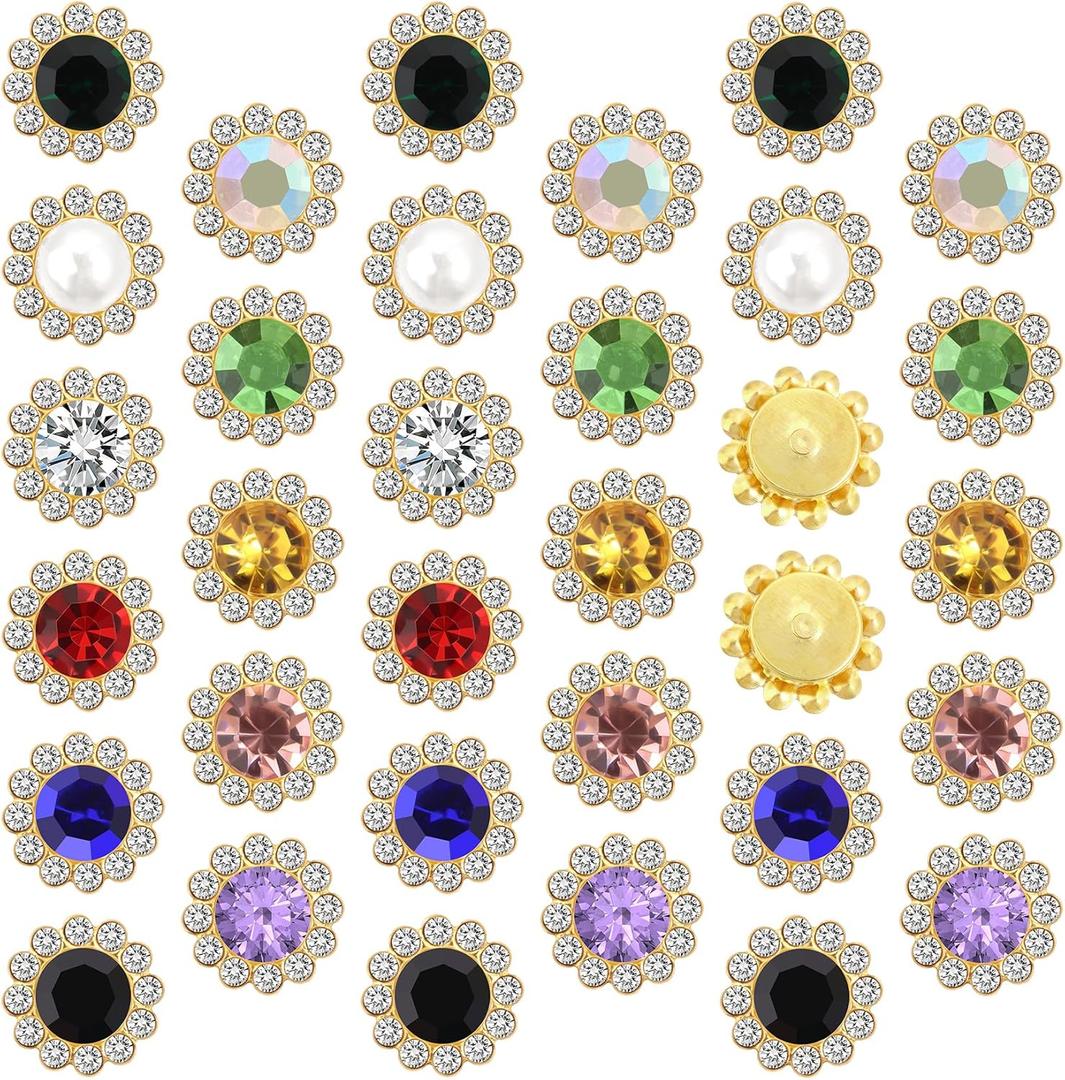Tipart 100 Pcs 8mm Sew on Rhinestones,Crystal Glass Metal Base Flower Claw Flatback Rhinestones for Clothes Hats Bags Sewing Accessories (Mixed color)