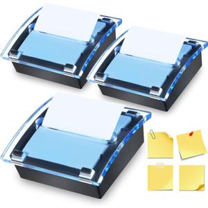 Epakh Pop up Notes Dispenser Black Base Clear Top Sticky Notes Holder Acrylic Small Sticky Holders Container for 3 x 3 Inch Office Home Store Accessories(2 Pieces)