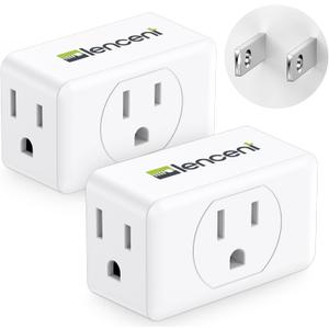 LENCENT 3 Prong to 2 Prong Adapter, Plug Extender, Wall Plug Splitter with 3 AC Outlets, Travel Power Adaptor for US to Japan Japanese Philippines-Type A, Cruise Ship Approved, 1875W Max, 2 Pack (2 Packs)