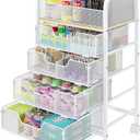 5Tier Craft Organizer Cart with Wheels,Craft Organizers and Storage with Drawers,Lockable Wheels Rolling Utility Cart with DIY Divider,Office Supply Organizer,Ideal for Studio,Office Patent Pending