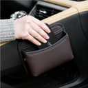 JEYODA Car Seat Side Storage Pocket, Small Organizer,PU Leather Multifunctional Console Side Organizer Bag for Phone, keys, sunglass,wallet,ect (Brown)