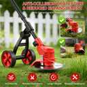 Cordless Weed Wacker, Electric Weed Trimmer with Wheels, 2x2.0Ah 21V Battery Powered Weed Eater, String Trimmer Brush Cutter, 3 Types Blades Lawn Mower Edger Lawn Tool for Garden Yard