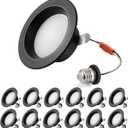 Iron Baffle 4 Inch Retrofit Recessed Lighting - 5CCT Selectable, Dimmable Can Lights, 9W, 800LM, Damp Rated, 4inch 12P Black