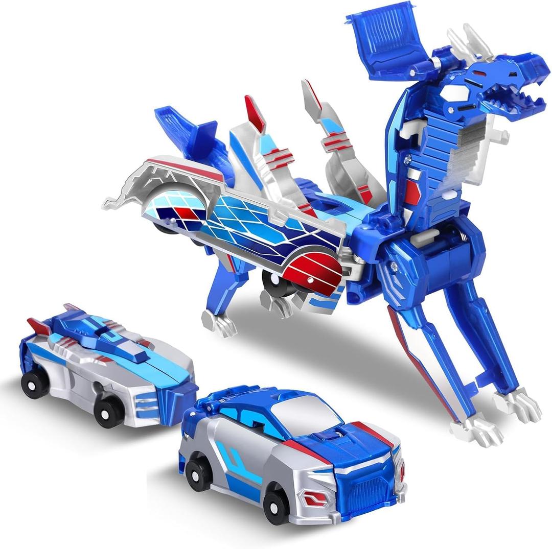 The Ultimate Unicorn car ToyTwo Children's car Robots Collide with Magnetic Transformation to Make The Mysterious Game of Unicorn RobotsBest Gift for Your Child's Birthday (Blue/White)