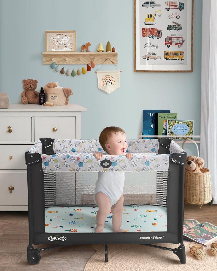 Cocellona Pack and Play Mattress Pad, 38x26 Pack N Play Mattresses with Removable Ultra-Soft Cover for Baby and Toddlers, Portable Soft & Firm Memory Foam Mini Crib Mattress, White