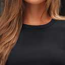 AUTOMET Women's Ribbed Long Sleeve Basic Top - Soft Stretch Crewneck Shirt for Work & Casual (XS)