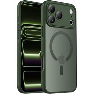 Symcele Designed for iPhone 17 Pro Case, Compatible with MagSafe, [Camera Protection] [15FT Military Drop Protection] Shockproof Translucent Matte Anti-Slip Phone Case, 6.3", Alpine Green