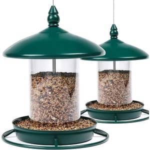 Pack of 2 Bird Feeder for Outdoor Hanging, Green