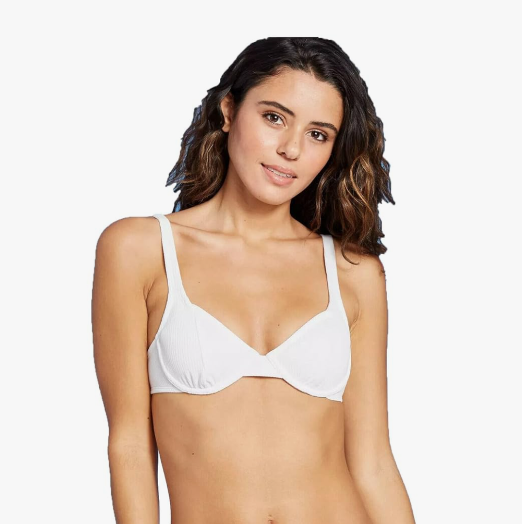 Women's Juniors' Ribbed Underwire Bikini Top - (XSmall, White)