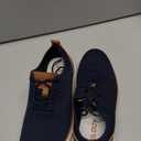 VILOCY Men's Casual Dress Sneakers Lace-Up Oxfords Business Mesh Breathable Walking Shoes Tennis Comfortable (8, Dark Blue)