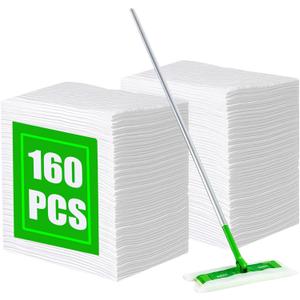 SUZZYVINE Dry Sweeping Cloths Mop Refills Disposable Floor Cleaning Wipes Compatible with Swiffer Sweeper, Unscented, 7.87"x11.81", Total 160 Count