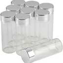 12units 30x80mm Empty Jars Glass Bottle with Aluminium Silver Color Screw Cap 40mlSealed liquid Food Gift Container (12, 40ML-Silver Lid)