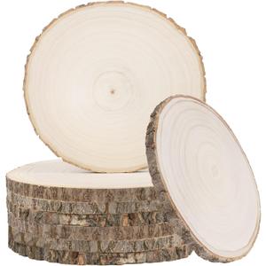 8 Pcs Large Unfinished Wood Slices, 7-8 Inches Wood Slabs for Centerpieces Natural Wooden Circle, DIY Wood Centerpieces for Tables Wedding Party Door Sign Decor