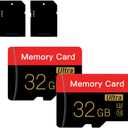 2 Pack Micro Memory Card 32 GB with Adapter, C10/U3/UHS-I/A1, TransFlash Card, TF Card for Camera, Smartphone, Tablet, Drone (Red 32GB *2)