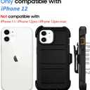 for Defender Phone Case iPhone 12 Case with Belt Clip, for Shockproof iPhone 12 Case Heavy Duty Rugged, 2 Layers of Sturdy for iPhone12 Cases, Military-Grade Cover for iPhone12Case Black & Orange