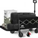 Collapsible Wagon, Wagons Carts Foldable with Tailgate Extended, Folding Wagons 360lbs Heavy Duty, Portable Lightweight Utility Wagon Cart for Grocery, Camping, Garden, Sports, Black D (Black D Handle)