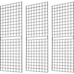 Grid Wall Commercial Grade Grid Panels Heavy Duty Panel for Retail Display Wall 2' W x 6' H, Black (Pack of 3) Easily Portable
