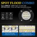 BUNKER INDUST Flush Mount LED Light Pods 5 Inch LED Work Light Bar Pair 48W Driving Bumper Lights Flood Spot Combo Off Road Fog Lights Waterproof for Tractor Truck ATV UTV Golf Cart