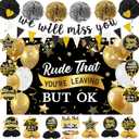 Holkcog Farewell Party Decorations Rude That You'Re Leaving But Ok Banner Black Gold We Will Miss You Party Decorations Office Coworker Goodbye Party Going Away Farewell Party Decor For Men Women