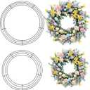 Wire Wreath Frame, 2 Pack Metal Wreath Form Frame, Dark Green Round Wire Wreath Rings for St Patricks Day Easter DIY Craft Home Decor Indoor Outdoor Holiday Party Decorations Supplies (14+16inch) (12 Inch and 14 Inch)