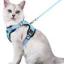 rabbitgoo Cat Harness and Leash for Walking, Escape Proof Soft Adjustable Vest Harnesses for Cats, Easy Control Breathable Reflective Strips Jacket, Light Blue,M