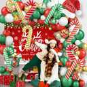 6Pcs Christmas Candy Cane Foil Balloons, Gold Green and Red Christmas Party Decorations, Holiday Celebration Supplies, Suitable for Home, Office, and Children's Christma Parties