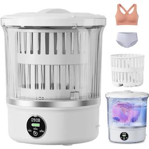 3L Portable Mini Washing Machine, Compact Mini Washer Machine with 6000mAh, Portable Washer for Delicates & Socks, Travel RV Apartment Dorm Hotel Use (White)