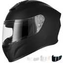 Favoto Full Face Motorcycle Helmet DOT Approved, Cascos para Motos Snowmobile Dirt Bike Helmet for Adults Men Women, Anti-Fog Film Included, Black, XL