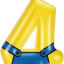 Yuntau Yellow Jeans Cartoon Themed Birthday Candles Yellow Number Patrol Candle Cake Cupcake Topper Decorations for Boy and Girl Birthday Supplies(Number 4)