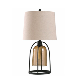 StyleCraft Malvern Industrial Table Lamp - Amber / Black