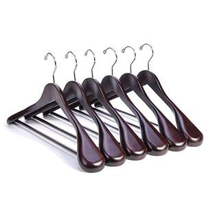 Nature Smile Luxury Mahogany Wooden Suit Hangers - 12 Pack - Wood Coat Hangers,Jacket Outerwear Shirt Hangers with Extra-Wide Shoulder, 360 Degree Swivel Hooks & Anti-Slip Bar with Screw
