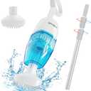 (2025 New) WYBOT Hyson 100 Handheld Pool Vacuum with Two Brush Heads, Cordless Pool Vacuum for Above Ground Pool, Telescopic Pole, 60 Mins Runtime, Deep Cleaning for Spa/Hot Tub/Small Pool (Blue)