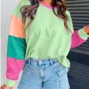 SELINK Womens Long Sleeve T Shirts Loose Fit Casual Fall Tops Trendy Colorblock Oversized Tshirts (L)