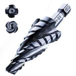 toolant Four Spiral Flute Cobalt Step Drill Bit(Pro), 1/4"-3/4" Impact Ready Unibit Step Drill Bit, 1/4" Hex Shank Step Bits for Metal, Stainless Steel, Aluminum, Plastic