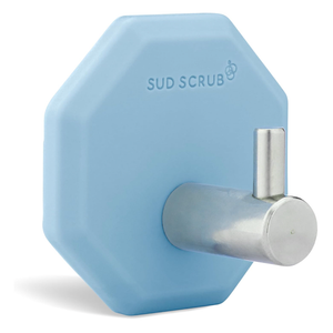 Sud Scrub® Antimicrobial Shower Hook, Self Adhesive Hooks for Shower Wall, Heavy Duty Removable Wall Hooks, Stick On Hooks for Hanging, Bathroom Towel Hook (Blue)