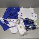 Cowboys Cheerleader Costume for Women Blue Star Sexy Cheerleader Outfits 4PCS Halloween Cheerleading Set Size 120