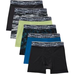 Hanes boys Performance Tween Boxer Briefs Underwear, Assorted Prints & Solids, 6-pack