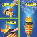 Tiki Torch Bubbler - Summer Pool Party Bubble Machine with Lights and Music, Bubble Blower and Wand, Rechargeable Outdoor Toy for Kids Teens Birthday Party, 4 Feet Tall, Includes 4oz Bubble Solution