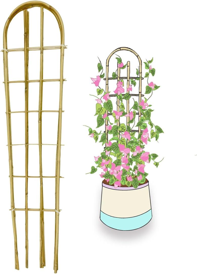 Bamboo Trellis,U-Shape Bamboo Trellis,4Feet,3pack,for Climbing Plants Outdoor Bamboo,for,Climbing Plants,Tomato, Vegetables,Flowers, Beans, Cucumber,Indoor Potted Climb Plants