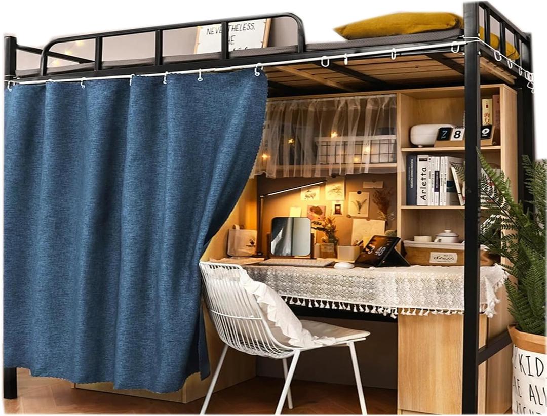 Navhao Dorm Home Solid Thicken Bunk Blackout Bed Curtains Cloth Bed Canopy Students Single Sleeper (47.2"W x 78.7"L (Pack of 1), Dark Blue)