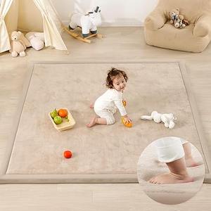 1.3" Thick Baby Play Mat for Floor, 79x118 Large Foam Tummy Time Mat, Padded Support Soft Plush Nursery Rug for Infant Kids Toddler Crawling Kick Activity (Beige) 1.3" Thick Baby Play Mat for Floor, 79x118 Large Foam Tummy Time Mat, Padded Support Soft Plush Nursery Rug for Infant Kids Toddler Crawling Kick Activity (Beige)