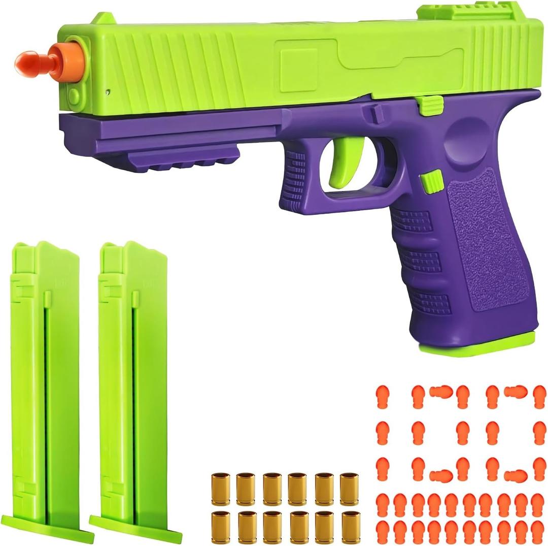 Automatic Shell Ejecting Toy Gun Pistol, Soft Bullet Toy Gun for Boys, Education Model Realistic Toy Pistol Shooting Game Toys Gifts Birthday for Boys Girls Adults
