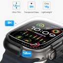 amBand Metal Case Screen Protector Cover for Apple Watch Ultra 3/Ultra 2/Ultra 49mm, W3 Rugged Bumper Thin Frame + 9H Tempered Glass Film + Ceramic-Like Back Cover, [Stylish] [Waterproof], Matte Black