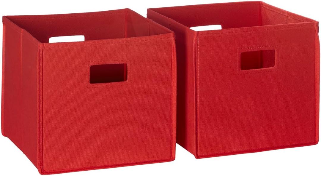 RiverRidge Folding Storage Bins with Handles Red Cube Storage Organizer for Closet, Bedroom & Playroom - Closet Organizers and Storage Set of 2