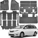 Floor Mats Compatible with Toyota Sienna 2013-2020 (7 Seats),Cargo Liner with Backrest,All Weather Protection TPE, Anti-Slip Floor Liner Accessories